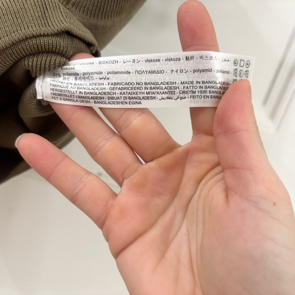 NWOT ZARA Army Green Ribbed High Neck Cropped Sleeveless Tank Top - Sz Small - Picture 11 of 11